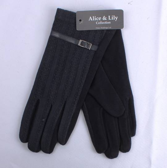 Winter ladies thermal lined glove deco strap and buckle navy  Style; S/LK4250